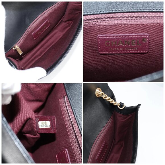 CHANEL Matelasse Chain Shoulder Bag Leather Black Gold CC Auth 118140AM - Picture 15 of 16